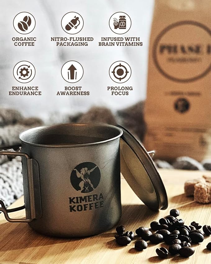 Kimera Koffee Dark Roast - Organic Ground Coffee Infused with Essential Brain Vitamins Ground (12oz)