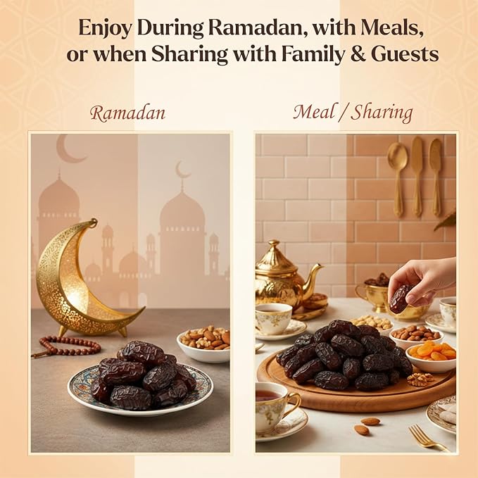 Sahara Gold Safawi Dates - Authentic Saudi Grown from Al- Madinah - NON-GMO &amp Gluten Free Fiber Rich Healthy Snacks - Naturally Mildly Sweet - Bulk Non-Pitted Dates - For Ramadan &amp Snacking 9