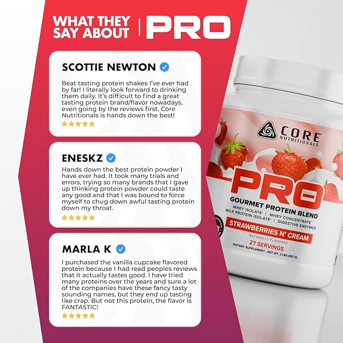 Core Nutritionals PRO Gourmet Protein Blend | Whey Protein Blend | with MCTs &amp Digestive Enzymes | Sustained Release Protein &amp Recovery Support | 27 Servings (Cinnamon French Toast)
