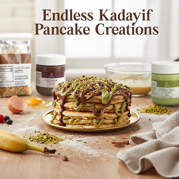 Dubai Pancake DIY Set – All-in-One Chocolate Pancake Kit | Viral Dessert Creation Set with Creams &amp Toppings | Complete Dubai-Inspired Baking Experience
