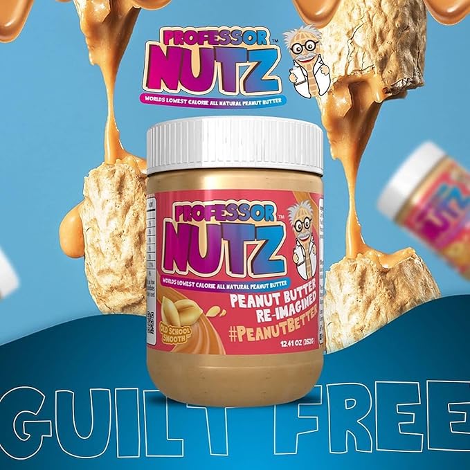 Professor Nutz Organic Peanut Butter- Low Calorie Nut Butter Natural Peanut Butter Natural Fiber Healthy Peanuts Great source of Protein 30 Essential Vitamins (12.41 Ounce Caramel Kiss)