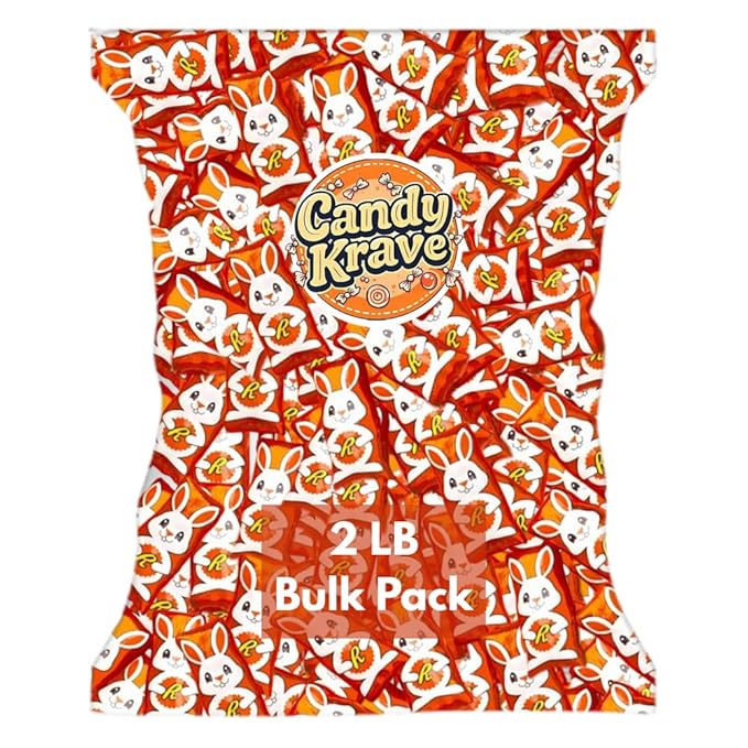 CandyKrave Reses Peanut Butter Crème Bunnies Easter Candy - 2lb Bulk Milk Easter Chocolate candy - Bulk Reses Individually wrapped chocolate candy for Easters Birthdays &amp Christmas