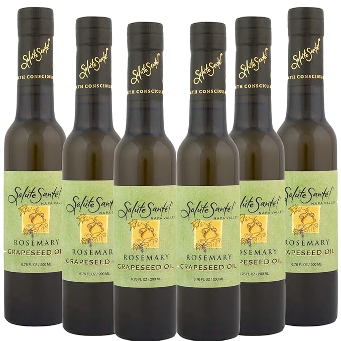 Salute Santé! Rosemary Infused Grapeseed Oil — vegetable oil cooking oil grapeseed oil — Light Rosemary Aroma Finishing &amp Marinades Sautéing and Roasting Gourmet kitchen essential for everyday
