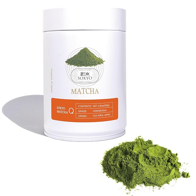 SOKYO ceremonial matcha powder series Rich and full-bodied flavor powdered green tea Japanese matcha (3.52oz / 100g Fuji Ceremonial Q)
