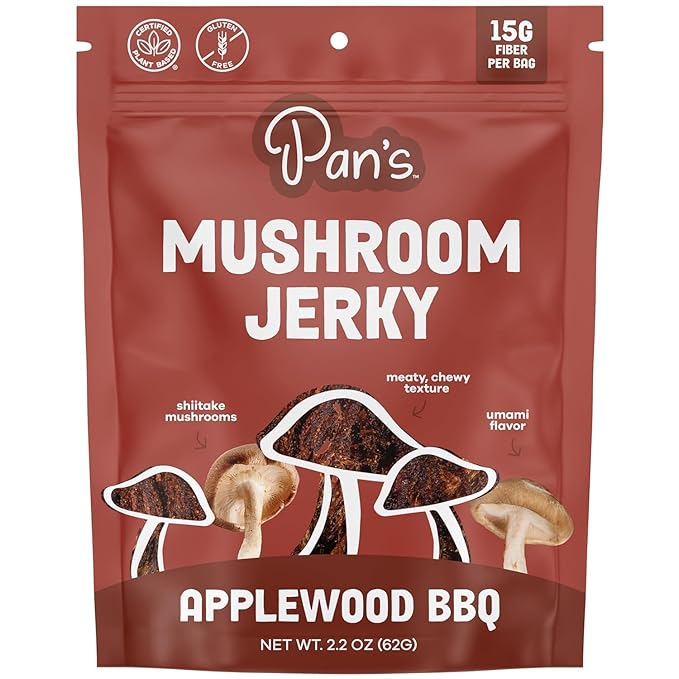 Vegan Jerky Sampler Box: Vegan Plant-Based Jerkies Made from Mushroom (PAN'S) Pack of 5