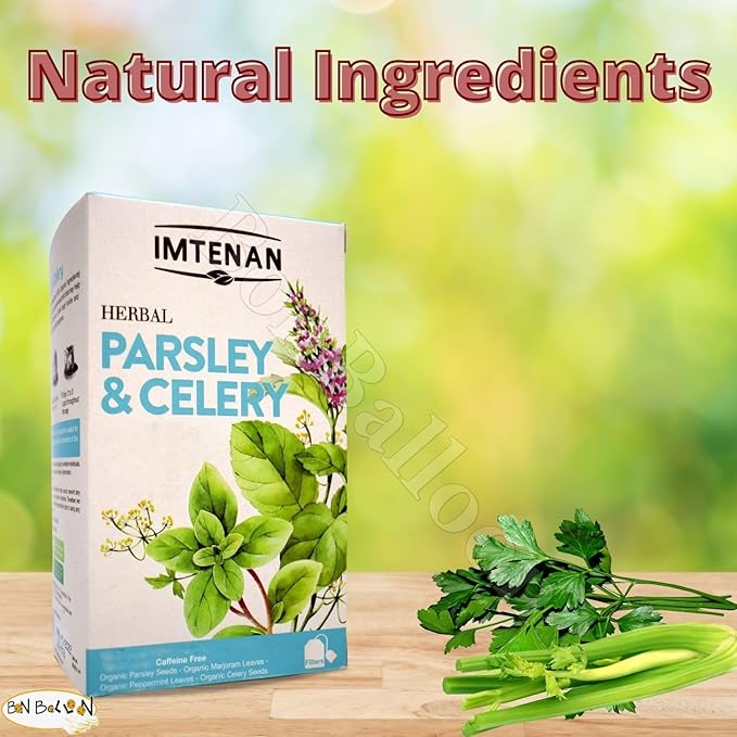 2 Pack Herbal Imtenan Parsley And Celery Tea Bag Natural Drink Herbals Herbs Herb Non Gmo No Additives No Artificial Coloring Kosher Halal (2 Pack : Total : 36 Bags) أعشاب البقدونس و الكرفس حلال