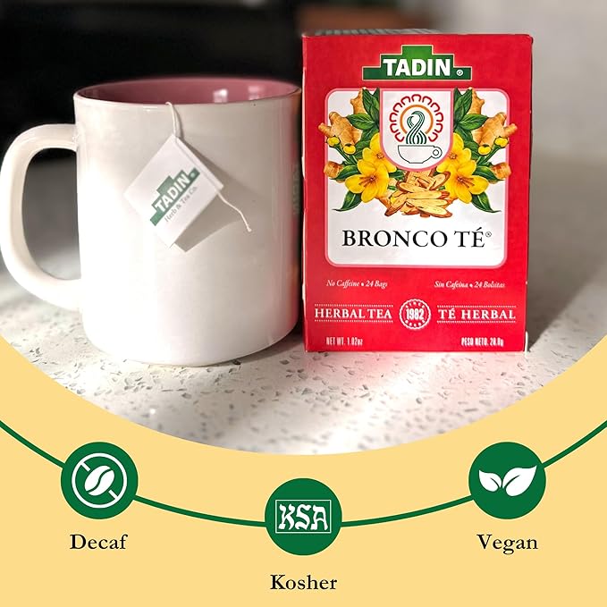 Tadin Bronco Herbal Tea Caffeine Free Decaf 24 Tea Bags Per Box Pack of 6