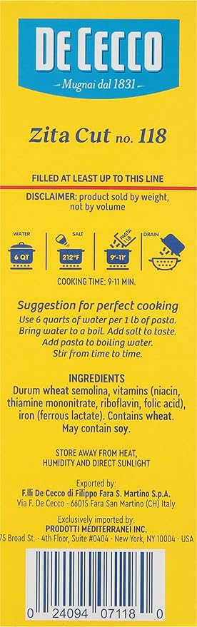 De Cecco Semolina Pasta Pennette No.42 1 Pound (Pack of 5)