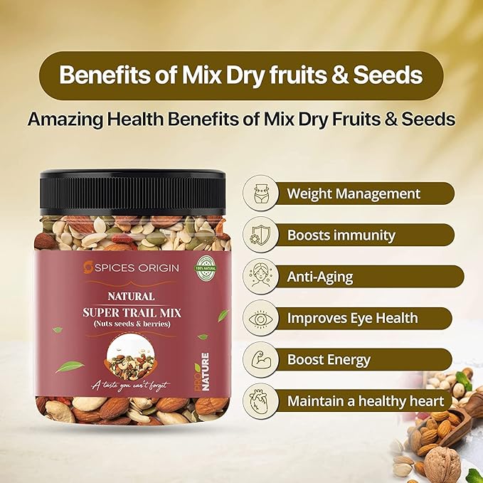 Spices Origin Roasted Premium Nuts Seeds &amp Berries (Sports Mix) |Combo Pack Of 2| 500 Grams_Packing May Vary