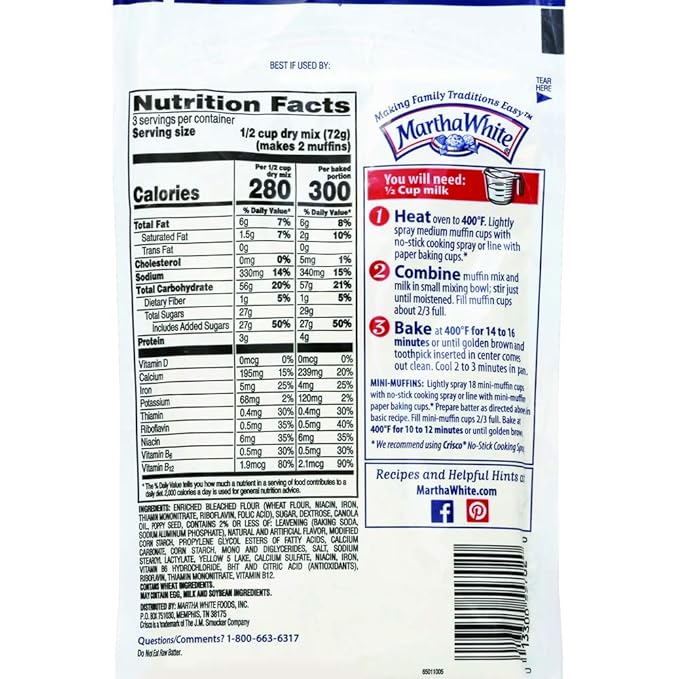 Martha White Lemon Poppy Seed Muffin Mix 7.6 Ounce