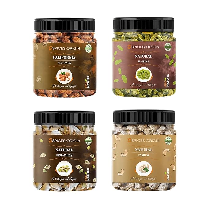 Spices Origin Dry Fruits Combo Pack - 1000g (Almonds Cashews Pistachios Raisins- 250g) - All Premium. | Diwali Gift Combo_Packing May Vary