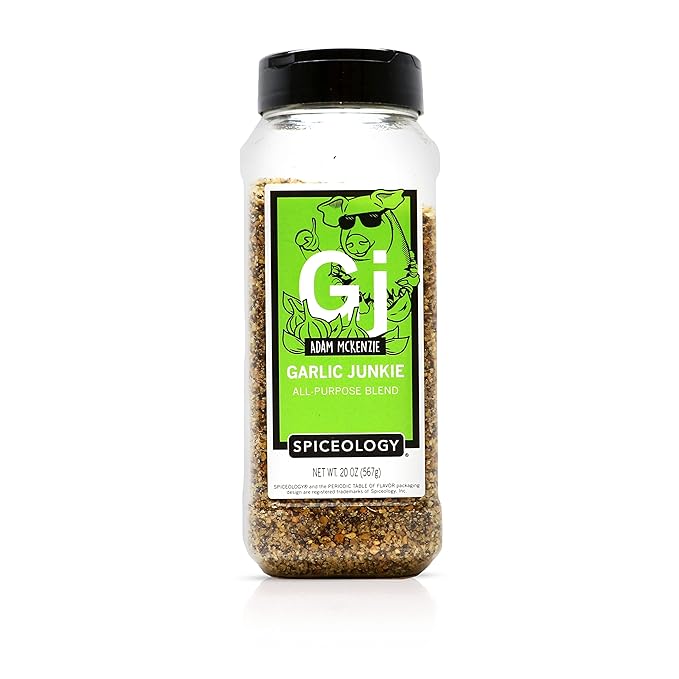 Spiceology &amp Adam McKenzie - Garlic Junkie - All-Purpose Seasoning BBQ Rubs and Spice Blends - Use On: Beef Brisket Corned Beef Steak Pork Chicken Poultry Seafood or Vegetables - 20 oz