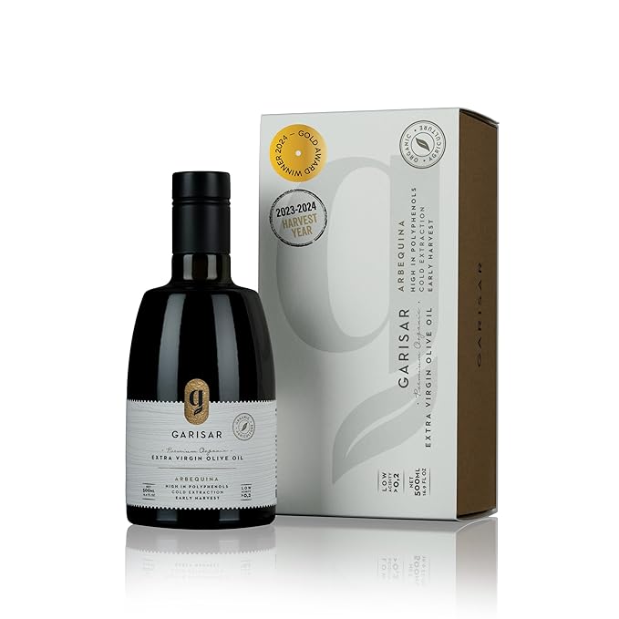 Garisar High In Polyphenol Premium Olive Oil (&gt600 ppm) Low Acidity (max 0.2%) Organic Agriculture September 2022 Early Harvest Hand Picked Cold Pressed