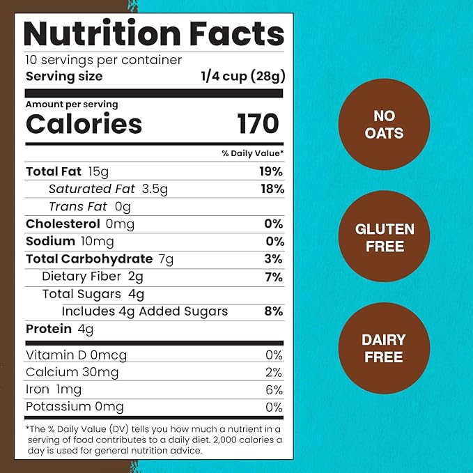 Paleonola Original Grain Free Granola 10 Oz Resealable Bag (Pack of 6) - Grainless Protein Paleo Granola Blended with Dried Coconut and Cranberries - Low Carb Gluten &amp Dairy Free Non-GMO Snack