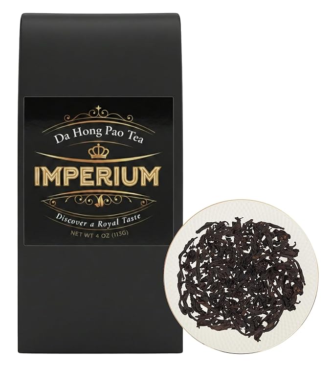 Imperium Da Hong Pao Loose Leaf Oolong Tea (4oz) Premium Hand-Picked Wuyi Mountain Rock Tea Brews 100 Cups Big Red Robe Naturally Smooth and Rich Harmonious Flavor and Sweet Aroma