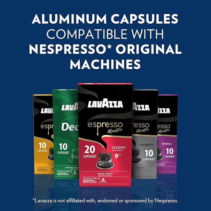 Lavazza Espresso Variety Pack of Aluminum Capsules Compatible with Nespresso* Original Machines Contains Light Medium and Dark Espresso Roast (60 Capsules)