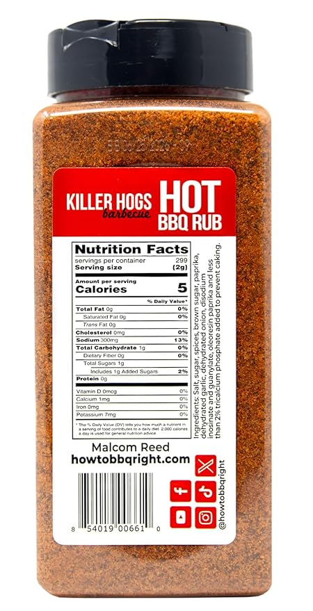 Killer Hogs HOT BBQ Rub | Championship Grill Seasoning for Beef Steak Burgers Pork and Chicken | 19.8 oz