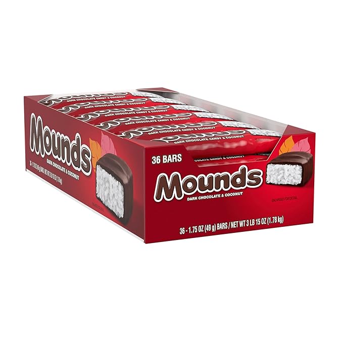 MOUNDS Dark Chocolate and Coconut Candy Bars 1.75 oz (36 Count)