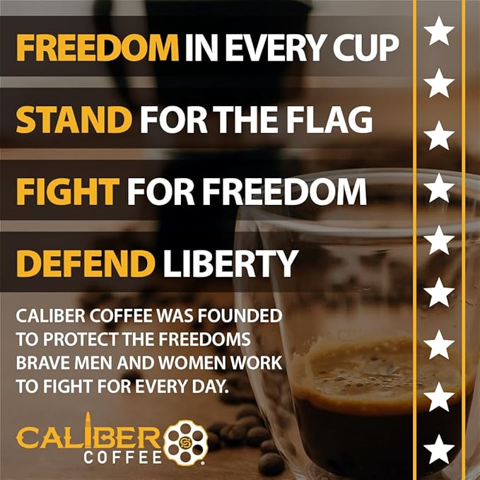 Caliber Coffee 9MM Ground Medium Roast – Complex Nutty Caramel Flavors – 100% Artisan Roasted Arabica Coffee – Small-Batch Hand-Crafted – Veteran Owned – 12oz Bag