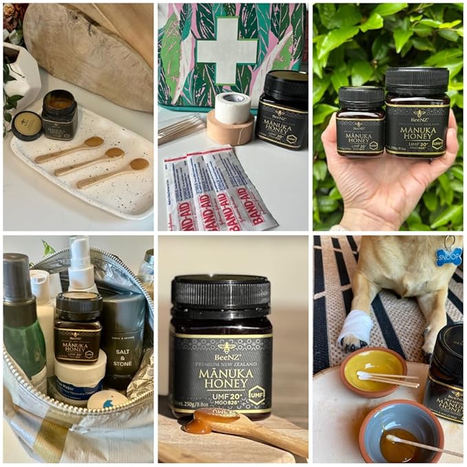 BeeNZ Raw Manuka Honey Certified UMF 20+ (MGO 829+) Pure New Zealand Manuka Natural Sweetener Superfood Honey for Wellness Support No Sugar Added Traceable from Hive to Jar Travel Friendly Size