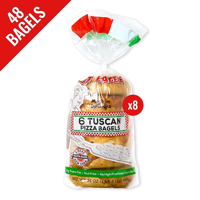 Just Bagels Tuscan Pizza Bagels - 8 Packs Of 6 Bagels Per Pack - 48 Total Non-GMO