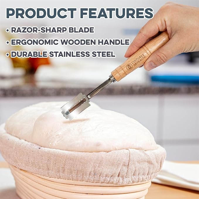 Cultures for Health Bread Lame + Whole Wheat Sourdough Starter Culture Bundle | Essential Baking Supplies for Homemade Bread | DIY Breadmaking