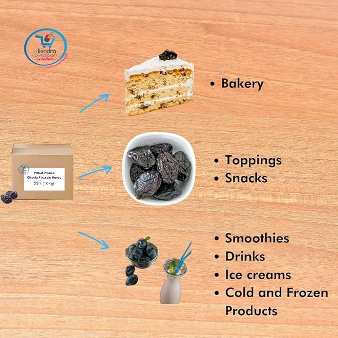 La Tiendita Essentials Pitted Prunes box (22 lb)- Dired Plums 100% natural NO sugar added