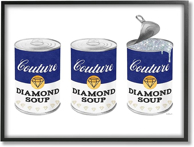 Stupell Industries Vintage Condensed Soup Fashion Cans Bold Blue Couture