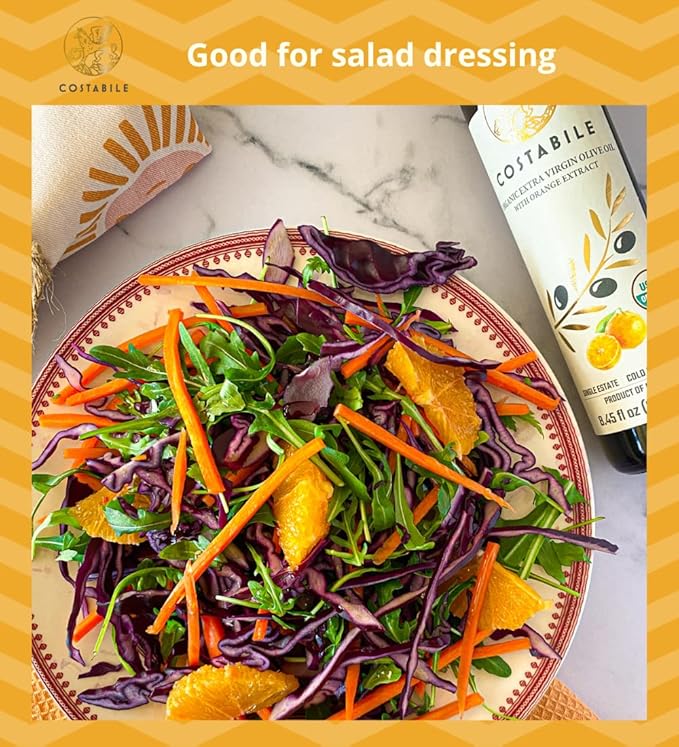 Orange Infused Olive Oil &amp Medium Intensity Classic Blend. Ideal for healthy dressing salads and baking - COSTABILE