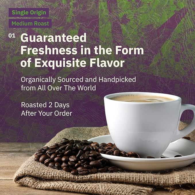 Kochere Single Origin Ground Coffee Beans - Organic Medium Roast Espresso 6 x 2oz Sampler Gift Set Freshly Roasted to Order Farm Direct - Ethiopia Costa Rica Brazil Honduras Tanzania &amp Colo