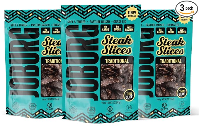 JOBURG VARIETY FLAVORS Steak Slices Biltong Meat Snack Kosher Multi pack/3 (6OZ TRADITIONAL)