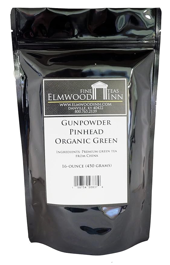 Elmwood Inn Fine Teas Gunpowder Pinhead Organic China Green Tea 16-Ounce Pouch