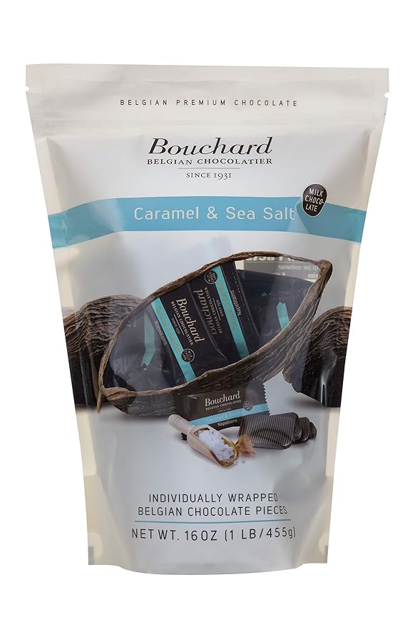 Bouchard Belgian Milk Chocolate with Caramel &amp Sea Salt (16 OZ / 1 LB)