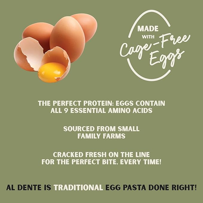 Al Dente Golden Egg Penne – All-Natural Hand-Crafted Egg Pasta. Traditional Pasta Noodles Made with Cage-Free Eggs and Semolina. Great for Pastas Soups Stews. 12oz Bags (Pack of 8)