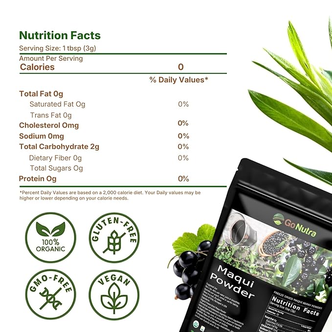 Go Nutra Organic Maqui Berry Powder | Maqui Superfood Freeze-Dried for Nutrition &amp Flavor | Chile Grown | Antioxidants &amp Polyphenols | Non-GMO &amp Gluten Free | 100% Natural | 16 ounce (1 lb