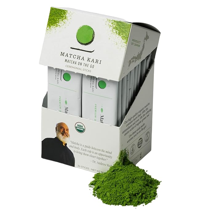 Matcha Green Tea Powder Single Serving Sticks Dr. Weil's Ceremonial Organic Matcha Powder Singles Packets - Individual Tea Packets (24)
