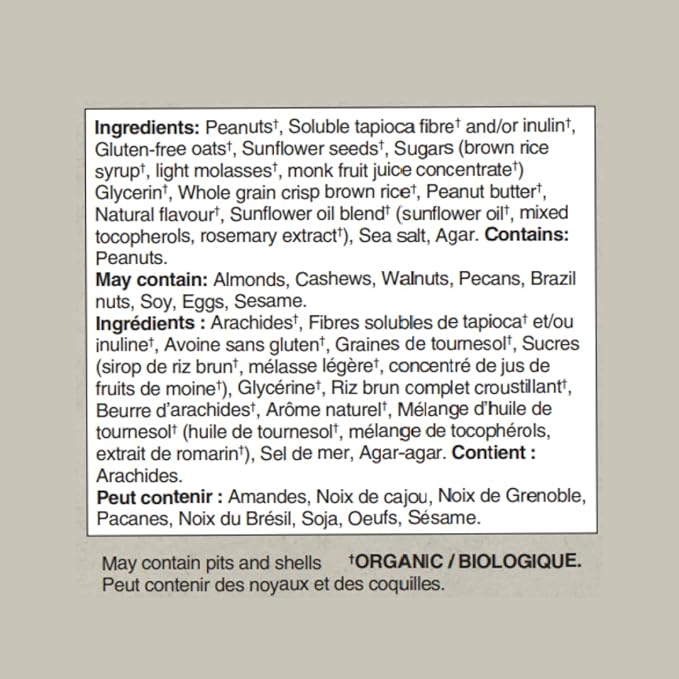 Taste of Nature - Organic 2g Sugar Peanut Caramel - Low Sugar Snack and Breakfast Bar High Fiber Energy Bar - 16 Count Snack Pack