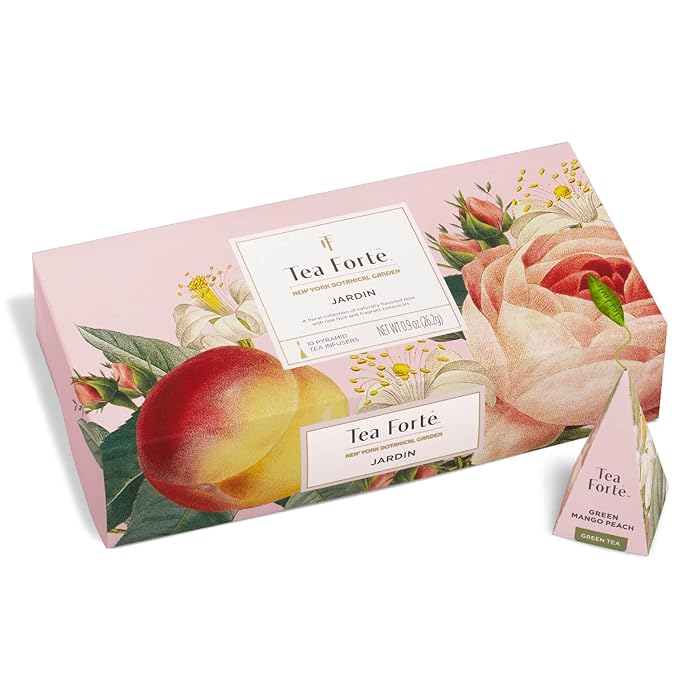 Tea Forte Premium Petite Presentation Box Gift Set Sampler 10 Count 2 of Each Blend Individually Wrapped Handcrafted Pyramid Infuser Bags Jardin