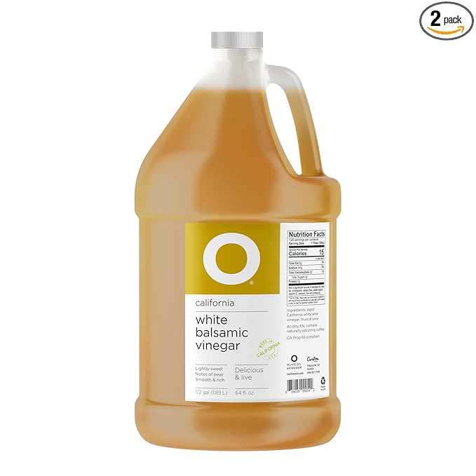 O Olive Oil California White Balsamic Vinegar 0.5 gal Golden Notes of Apple Pear &amp Almonds Handmade in Sonoma from Muscat &amp Malvasia Grapes Sustainably Grown Pack of 2
