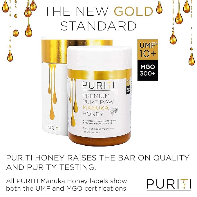 PURITI Manuka Honey Lozenges UMF 12+ (16 Pack) Manuka Honey UMF 10+ | Premium Sugar Free Throat Soothers for Coughs &amp Sore Throats | Premium Quality Authentic Superfood from New Zealand