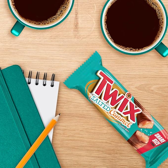 Twix Salted Caramel Chocolate Cookie Candy Bars Share Size Party Candy Milk Chocolate Bulk Box 56.4 Oz 20 Count Bulk Candy Box