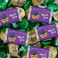 110 ct Mardi Gras Chocolate Candy Assortment - Wrapped Miniatures Green Kisses &amp Gold Mini Peanut Butter Cups (1.62lb Bag)