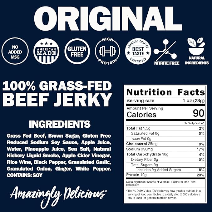 Field Trip Beef Jerky | Gluten Free Jerky Low Carb Healthy High Protein Snacks With No Nitrates Made With All Natural Ingredients | Original | 2.2oz