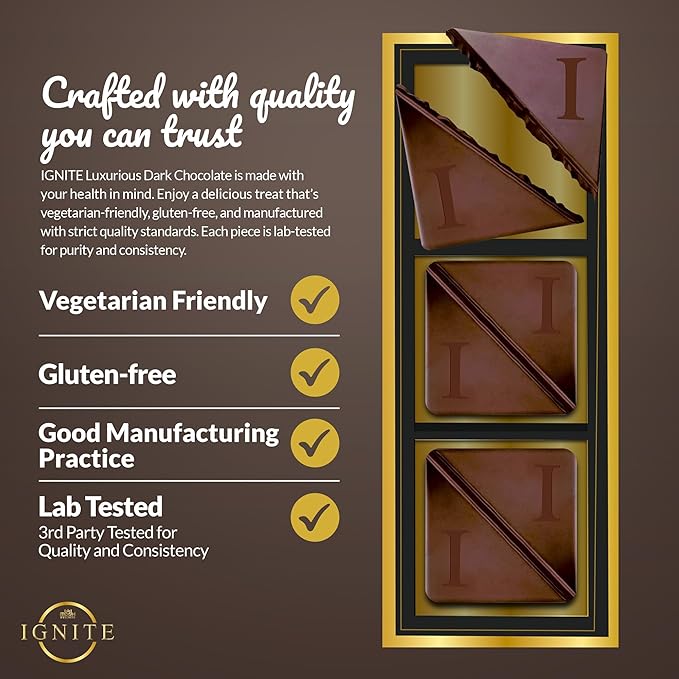 Ignite Dark Chocolate Bars – Premium 60% Cocoa Squares for Couples – Luxurious Dark Chocolate Crafted for Shared Moments Special Occasions – Ideal for Sharing and Indulging Together – Pack of 1