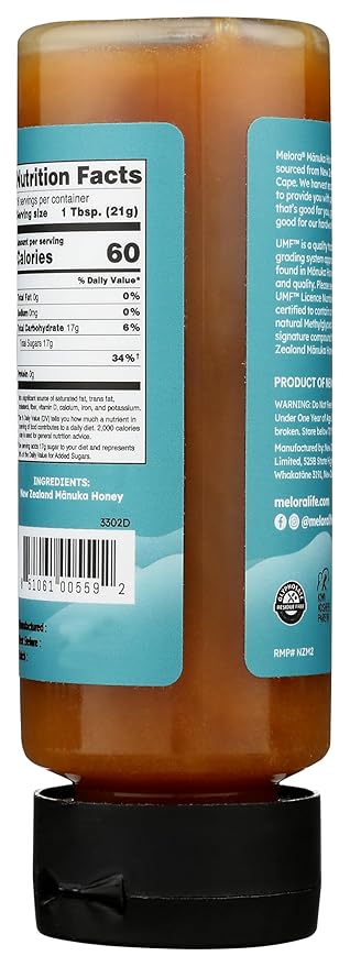 Melora Premium Raw Manuka Honey MGO 265+ (12 Oz) | Non-GMO Gluten Free Natural Prebiotic &amp Daily Wellness Support From New Zealand Traceable from Hive to Hand
