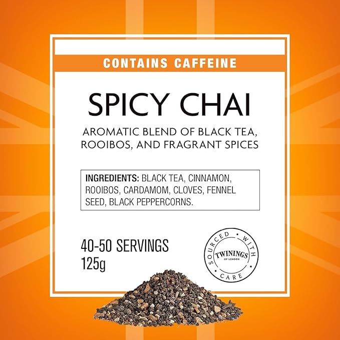 Twinings Spicy Chai Loose Leaf Black Tea 4.41 Ounce (125g) Pouch Caffeinated Enjoy Hot or Iced (Pack of 2)
