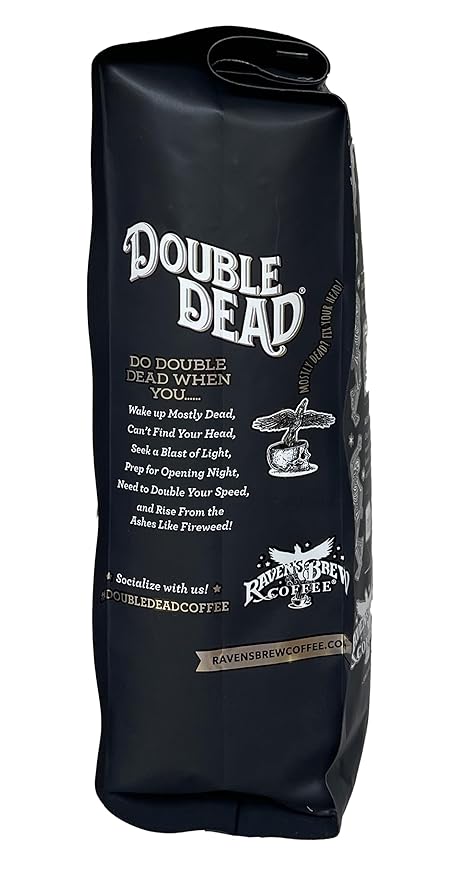 Raven's Brew Coffee High Caffeine Coffee Dark Roast Whole Bean – Double Dead 2-pack of 12oz