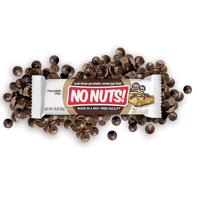 No Nuts! Chocolate Chip Protein Bars 100% Nut-Free &amp School-Safe | 12g Plant Protein Vegan Gluten-Free Non-GMO Organic Kosher | 12 Count