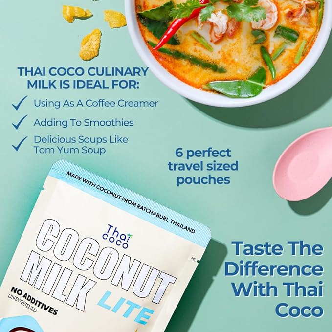 Thai Coco - Lite Coconut Milk Unsweetened - 6.76 fl. oz. 6 Pk