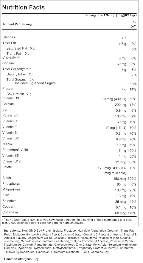 ANDREW LESSMAN Secure Soy Complete Meal Replacement - Vanilla 30 Servings - Only 63 Calories 7g Non-GMO Soy Protein Vitamins and Minerals Low-Fat Nutritious and Delicious Mixes Instantly
